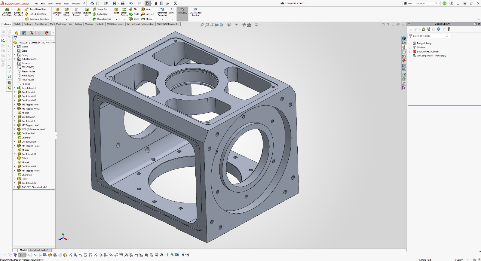 Machined enclosure open in SOLIDWORKS